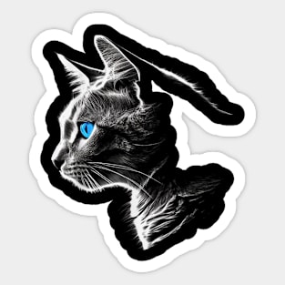 Cat Blue Eyes - Pet Animal Art Cat Sticker